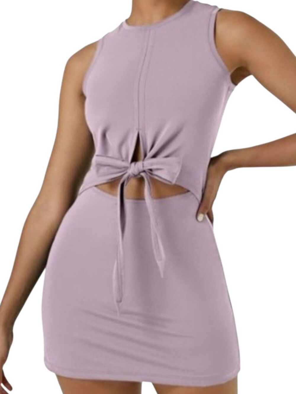 NWT Halara Lilac Athleisure Tie-Front Mini Dress Size XXS
